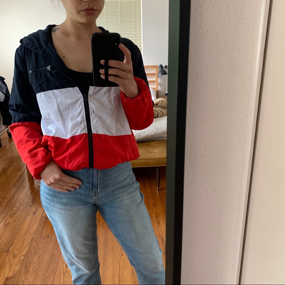 Vintage nylon track jacket color block 90’s zip up